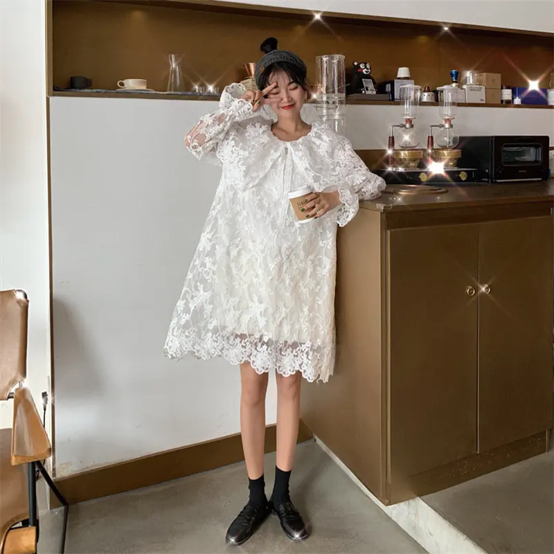 Кружевное Летнее Платье До Колена Alien Kitty однотонное платье с рукавами-фонариками