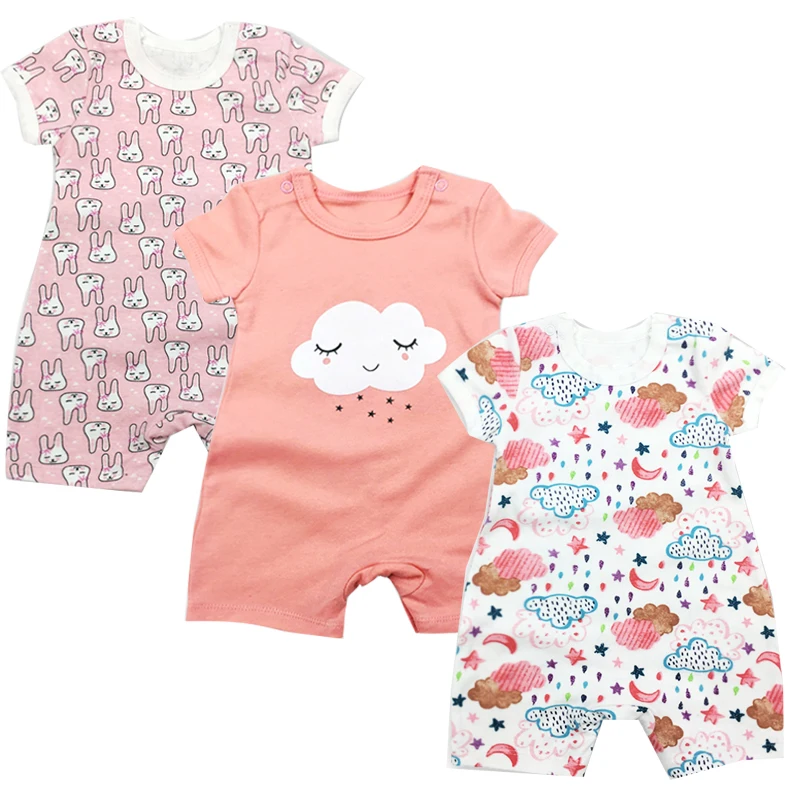 3pcs/1lot New baby rompers Newborn Infant Baby Boy Girl Summer clothes Cute Cartoon Printed Romper Jumpsuit Climbing Clothes | Детская