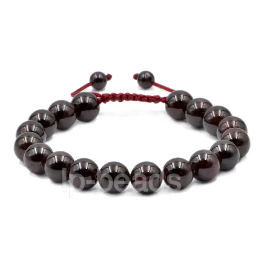Red Garnet 10 мм природных драгоценных камней плетеный браслет 3 шт./лот Для Мужчин's Женская Мода Макраме бисер регулируемый - Окраска металла: Red Garnet