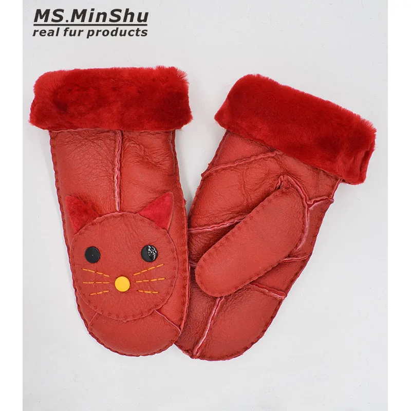 Фото MS.MinShu Women Gloves Sheepskin Fur Mittens Adult Leather Winter 100% Genuine Mitts Girls Аксессуары для одежды MS.MinShu Women Gloves Sheepskin Fur Mittens Adult Leather Winter 100% Genuine Mitts Girls Аксессуары для одежды
