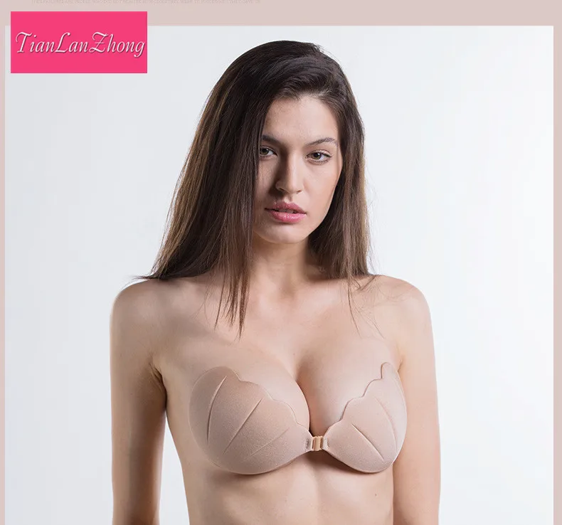 100 pcs Women Invisible Bra Super Push Up Seamless Self-Adhesive Sticky Wedding Party Front Strapless Shell Shape Fly Bra