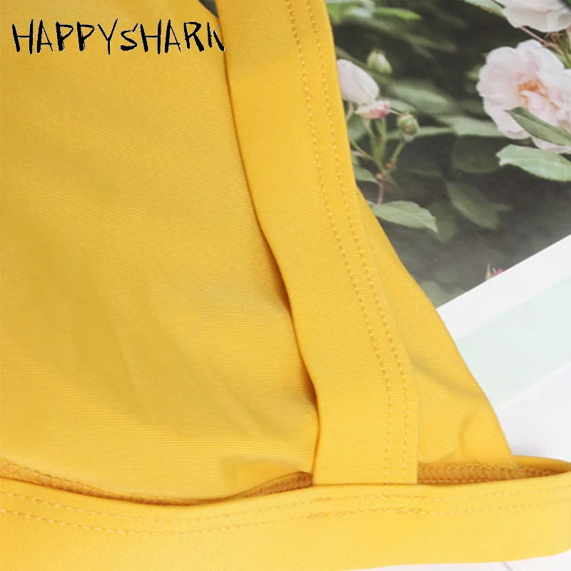 HAPPYSHARK 2018 New Brazilian Bikinis Set Women Cobblestone Printed Swimsuit High Cut Thong Biquinis Yellow Swimwear |