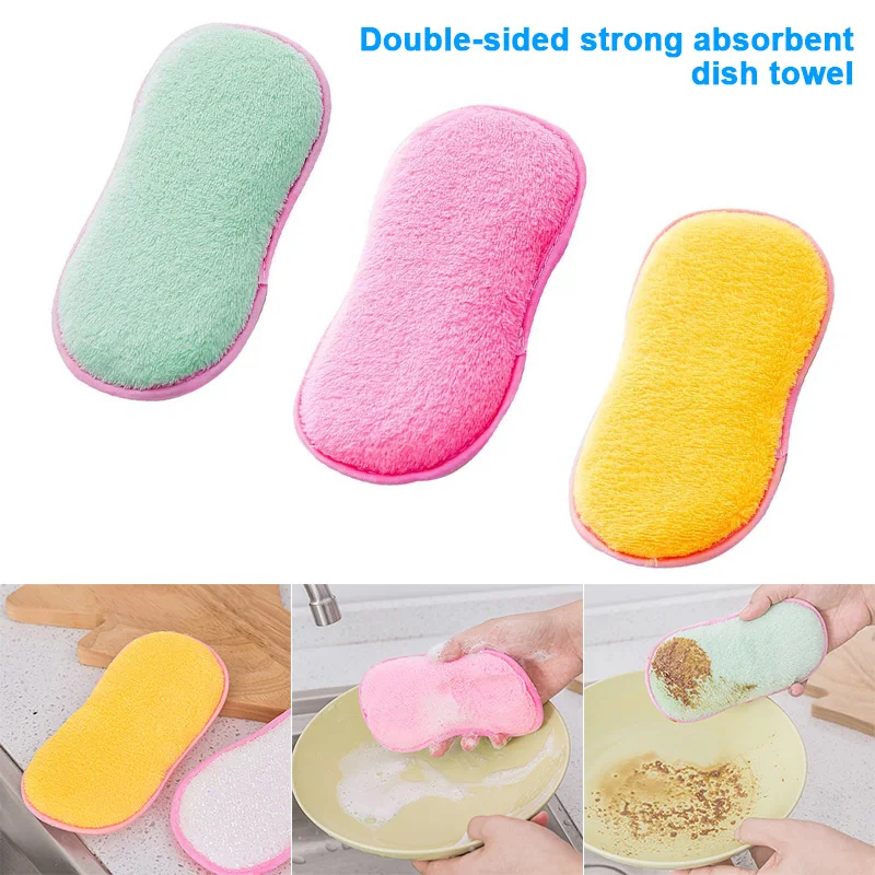 Новинка 3 шт. уборка на кухне прокладки двухсторонние антибактериальные губки