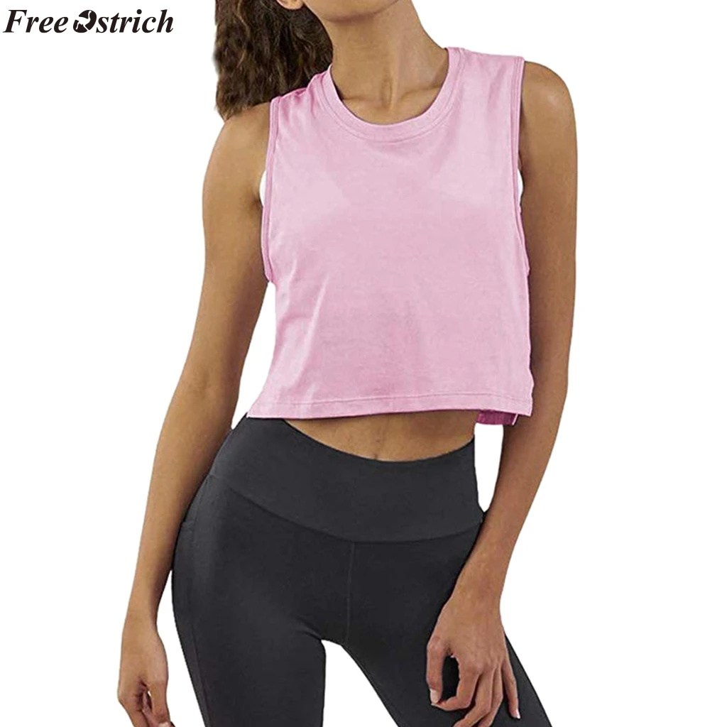 Бесплатная Страусиная женская короткая спортивная майка без рукавов с О