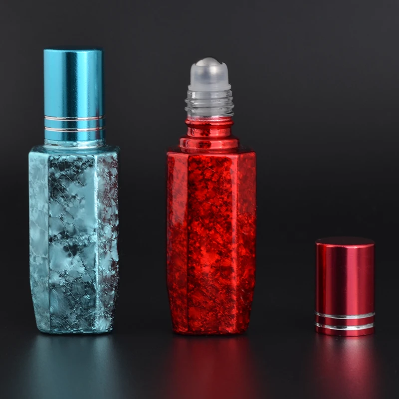 

MUB - Unique High Grade 10ml Mini Travel Refillable Bottle UV Crack Glass Aluminum Roller Ball for Essential Oil Empty Bottles