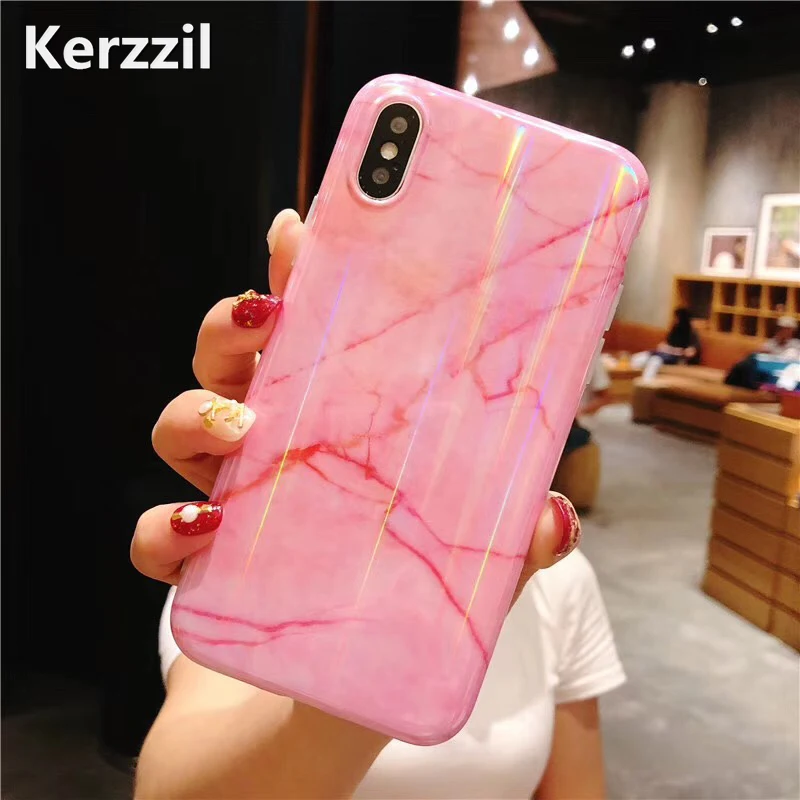 Kerzzil Aurora цветные мраморные чехлы для телефонов iPhone X XR &amp XS XSMAX глянцевый мягкий