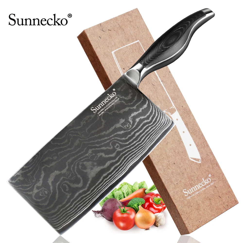 Нож Кливер SUNNECKO VG10 японский кухонный нож 7 дюймов 73 слоя лезвие из дамасской стали