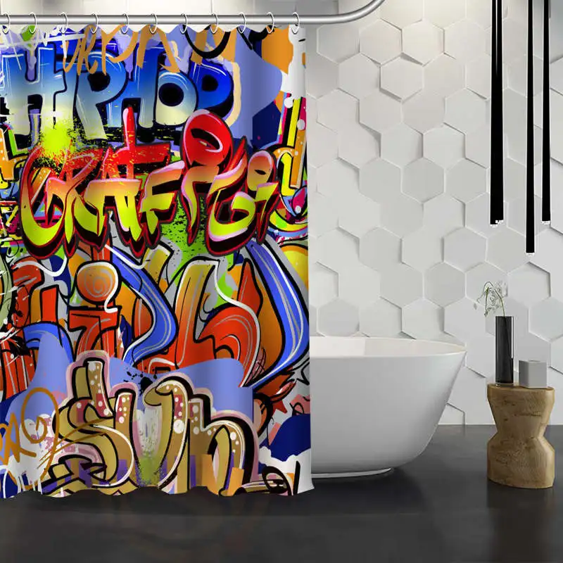 

Custom Art design Shower Curtain With Hooks Polyester Fabric Printing Shower Curtain for Bathroom Waterproof
