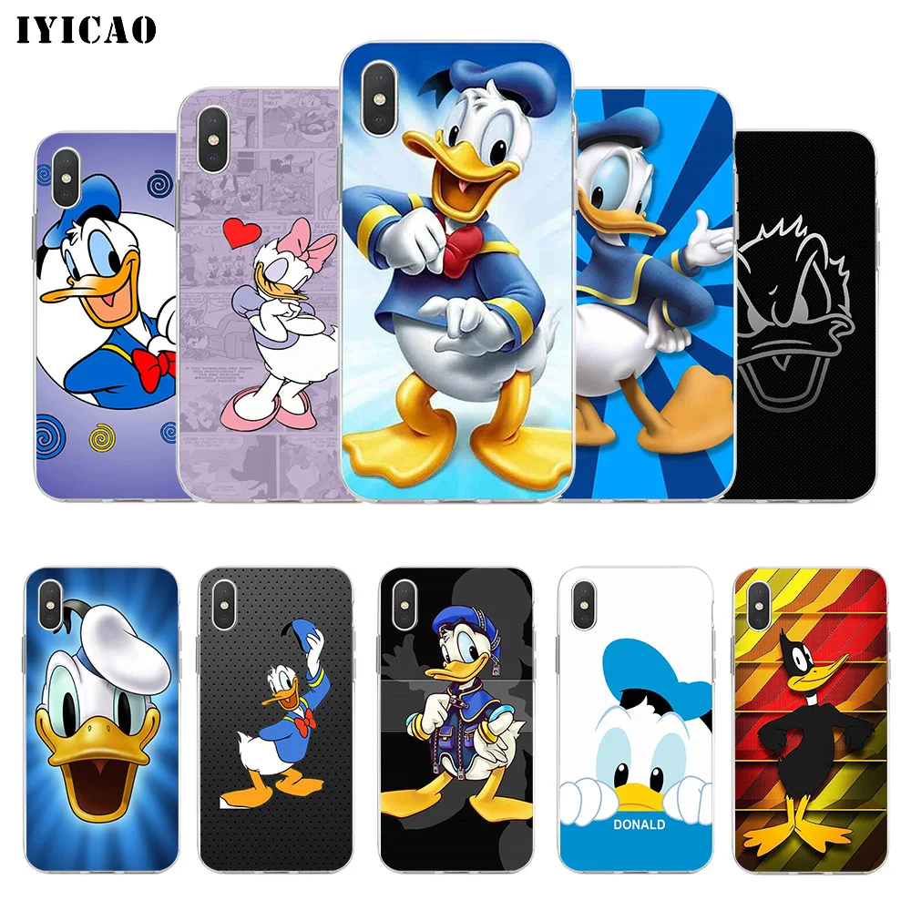 IYICAO Дональд Дак Мягкий силиконовый чехол для телефона iPhone X XR XS MAX 6 6s 7 8 Plus 5 5S SE TPU