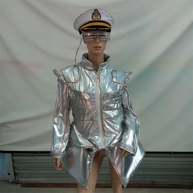 Светодиодная светящаяся униформа для официанта с очками шляпа одежда сцены