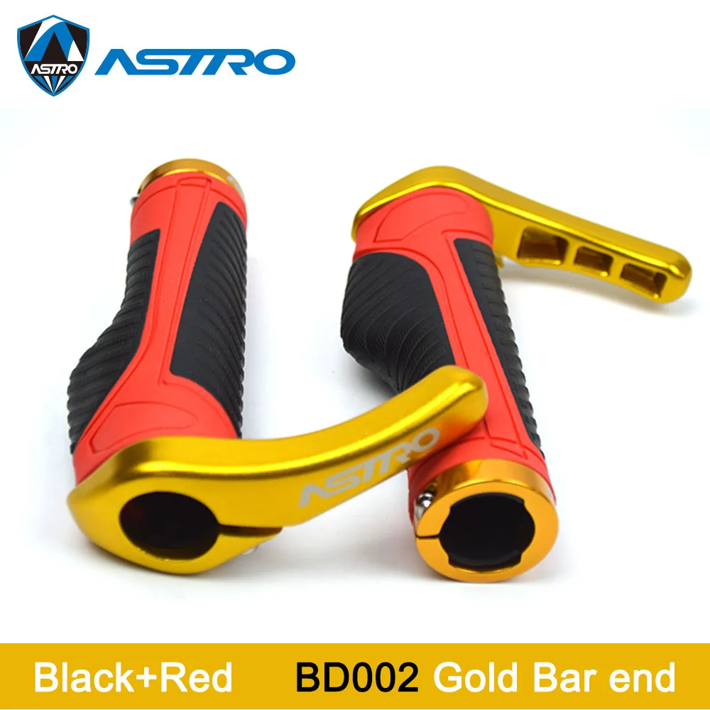 Red BD002 Gold Astro руль для велосипеда, рукоятка для велосипеда, велосипедная рукоятка, прочная нескользящая резина, аксессуары для горного велосипеда, запчасти для велосипеда, 1 пара - Цвет: Red BD002 Gold