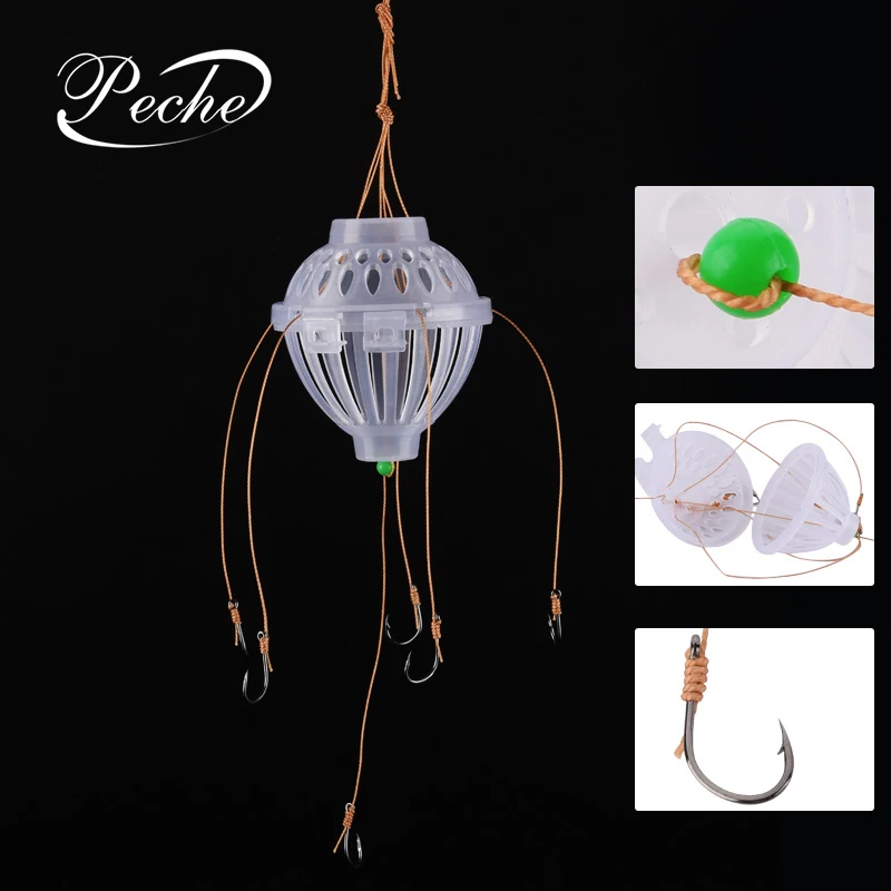 Рыболовные крючки Peche, рыболовные крючки, коробка, сферические линии для ловли нахлыстом, мягкие приманки, приманки, рыбалка с 6 одиночными рыболовными крючками