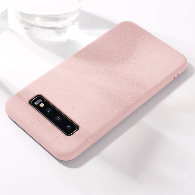 Чехол для samsung Galaxy S10 S10e S10 Plus 5G версия S8 S9 Note 8 9 Чехлы жидкий мягкий, силиконовый, из ТПУ Чехол ударопрочный чехол Fundas - Цвет: LPink