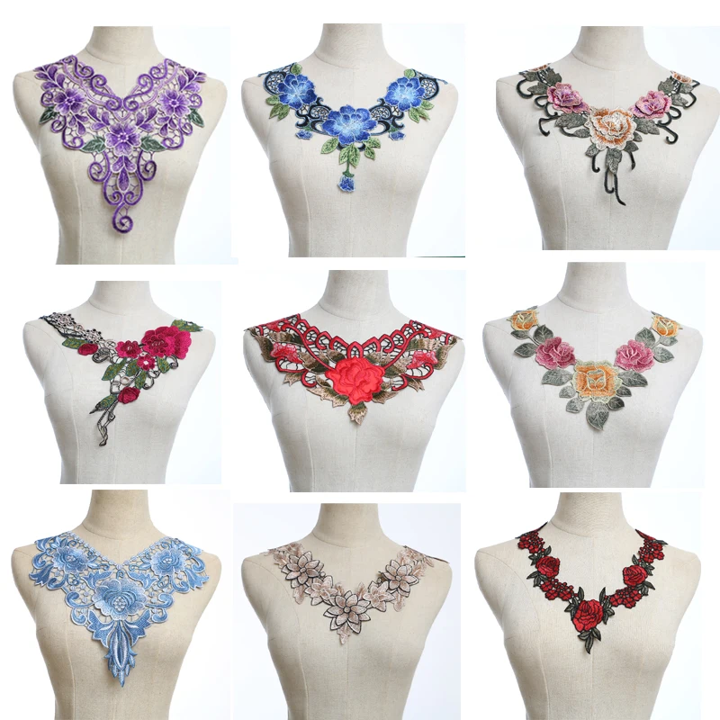 2016 Embroidered Lace Neckline Collar Applique Patches Scrapbooking Embossed Sewing Accessories, clothes pathces Gift  - buy with discount