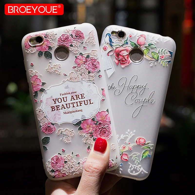 Phone Case For Xiaomi Redmi 4X 4A Note 5A 3D Relief 5X A1 TPU Silicone Flowers Cell Cases |
