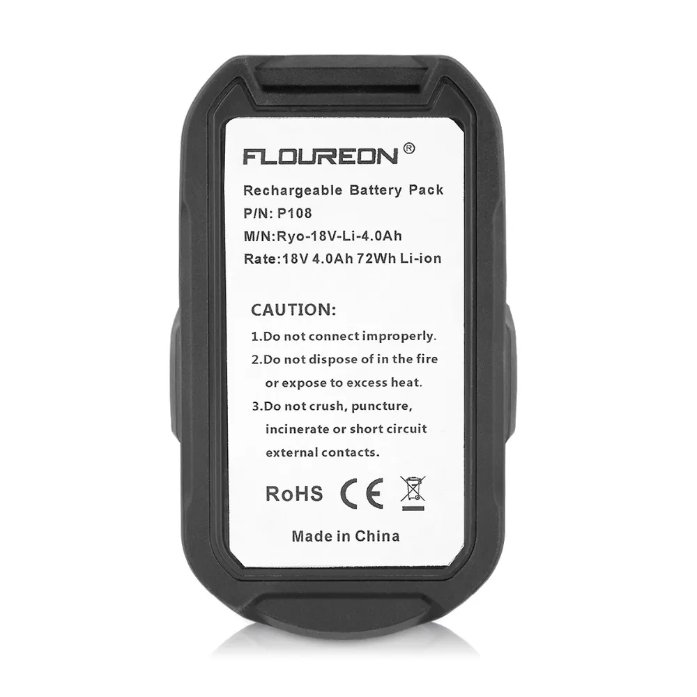 FLOUREON 18 в 4000 мАч P108 RB18L40 литий-ионная аккумуляторная батарея для Ryobi блок электроинструментов батарея Ryobi ONE+ Лидер продаж