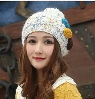 white BINGYUANHAOXUAN, новые стильные зимние береты для женщин, вязаные шерстяные облегающие шапочки, во французском стиле, большая шерстяная обтягивающая шапка-бини, дамский берет - Цвет: white