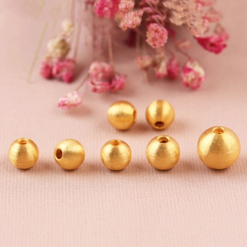 Чистый 999 24K желтое золото Lucky 8 мм матовый кулон из бисера 1 шт|beads pendant|pendant 24k goldlucky