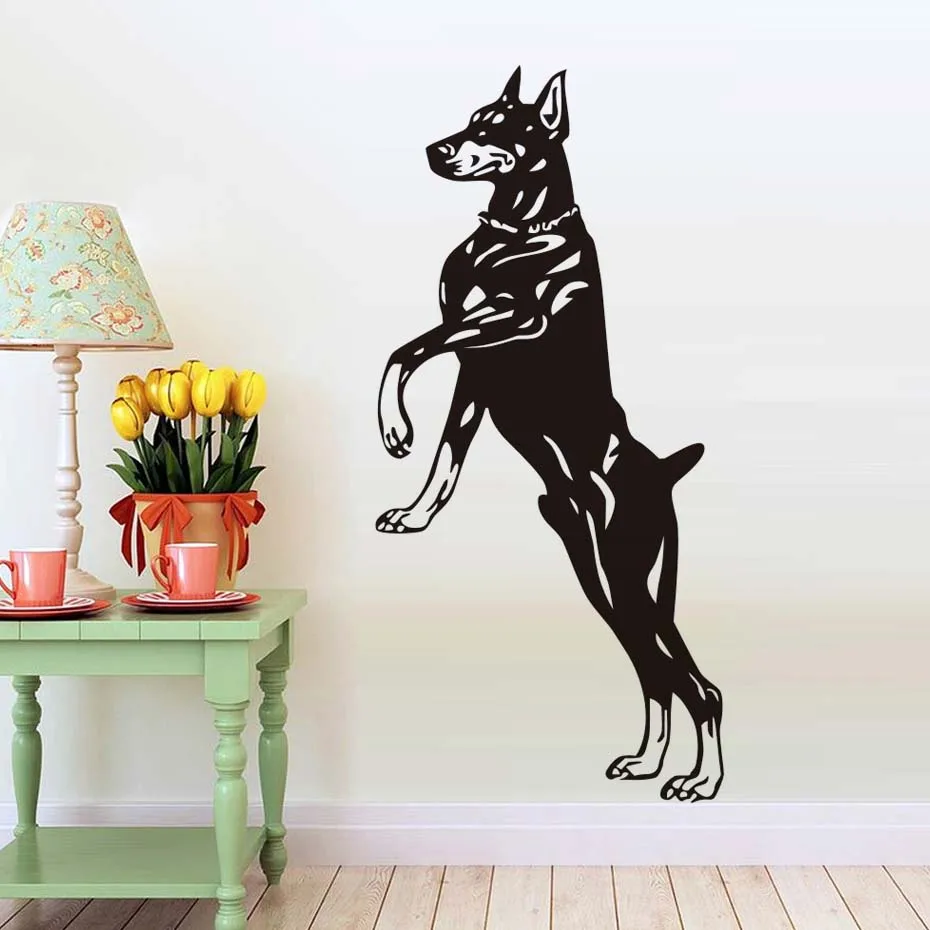 Jumping Doberman виниловые настенные наклейки в виде животных домашний декор собака