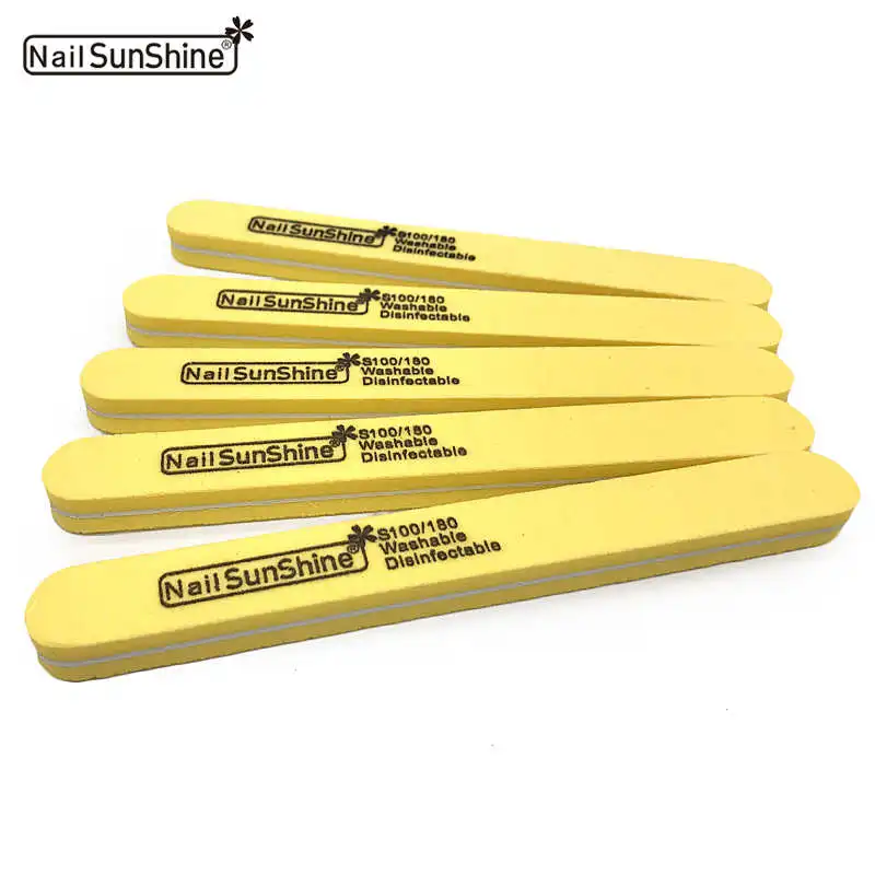 Yellow 10 шт./лот Профессиональный Пилочки для ногтей 100/180 nail Art шлифовальные Полировочный, маникюрный набор инструментов для ногтей буфера губка для удаления пилка для ногтей - Цвет: Yellow