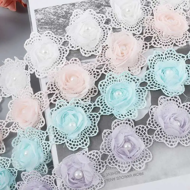 Best selling flower embroidery lace fabric trim ribbon DIY sewing garment handmade material accessories curtain decoration | Дом и сад