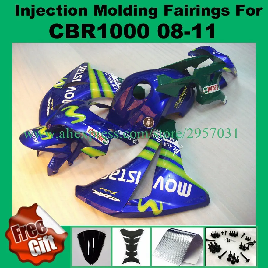 Бесплатные Винты и подарки для Honda CBR 1000RR 2008 2009 2010 2011 Синий Зеленый 1000 RR ABS