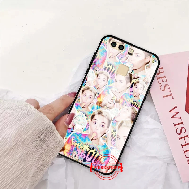 

Miley Cyrus Soft Rubber Glass Case for Huawei P10 lite P20 Pro P30 P Smart honor 7A 8X 9 10 Y6 Mate 20