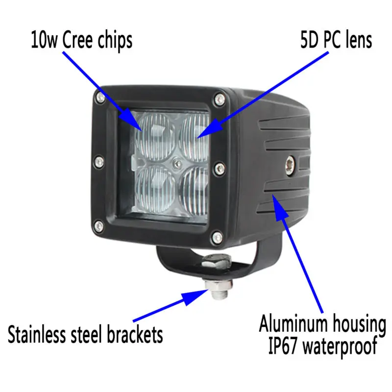 2 шт. 5D 40 Вт СИД утапливаемое крепление Pod Led дальнего света Лампа для рабочего