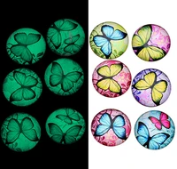 1012141620mm fluorescent glass luminous colorful butterfly pattern handmade photo glass cabochons dome cover diy jewelry