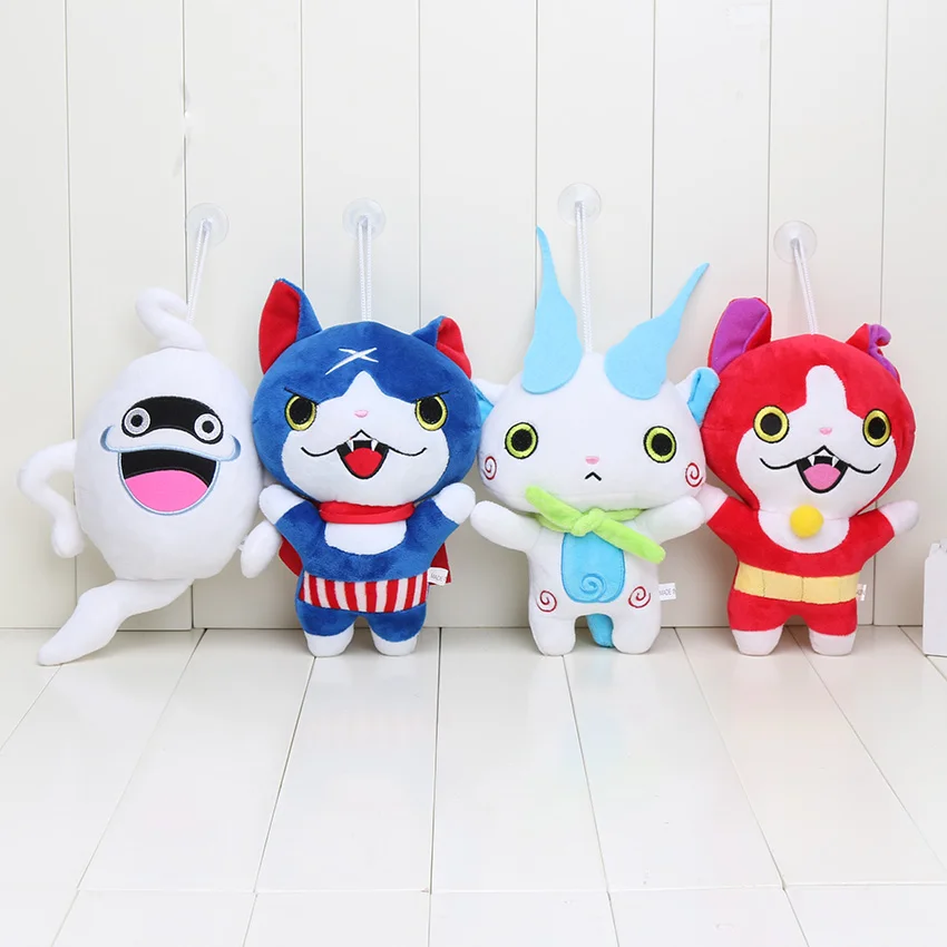 

4pcs/lot Yo-kai Yokai Watch Plush Toy 20cm Kawaii Youkai Watch Jibanyan Komasan Whisper Plush Stuffed Animals Toys Doll