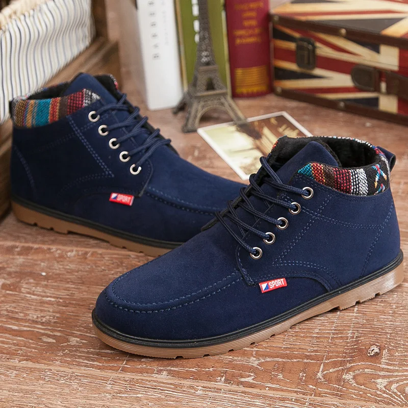 Модные мужские ботинки для отдыха однотонные мотоботы с круглым носком в стиле