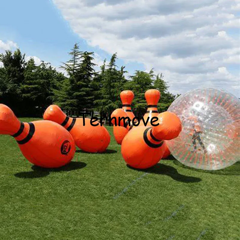 (6 bowling pins+1 piece zorb ball/lot) Giant inflatable zoring balloon human bowling pins
