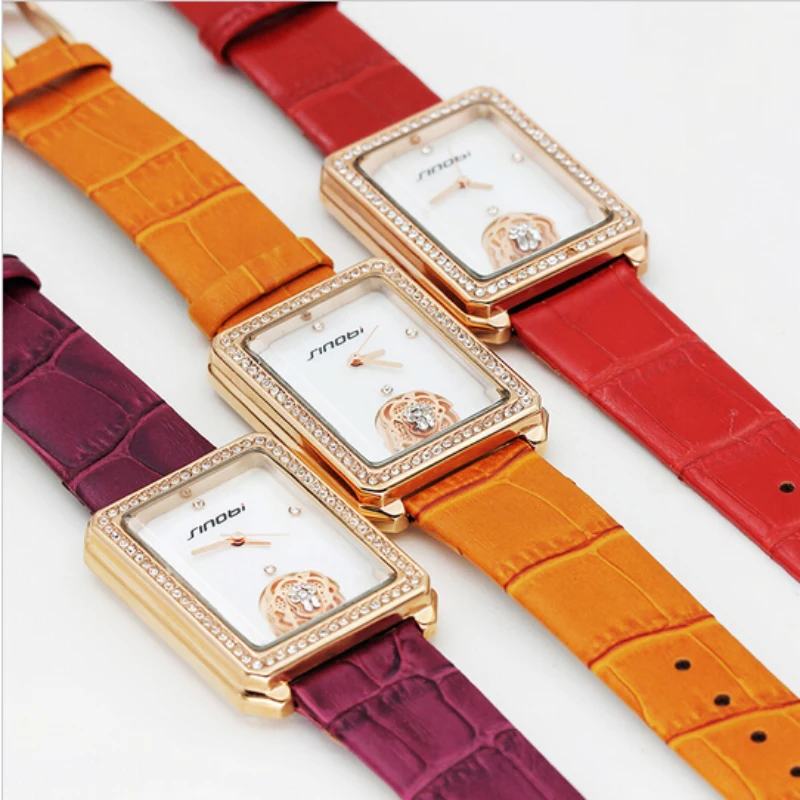 Часы наручные SINOBI женские модные роскошные прямоугольные с бриллиантами |