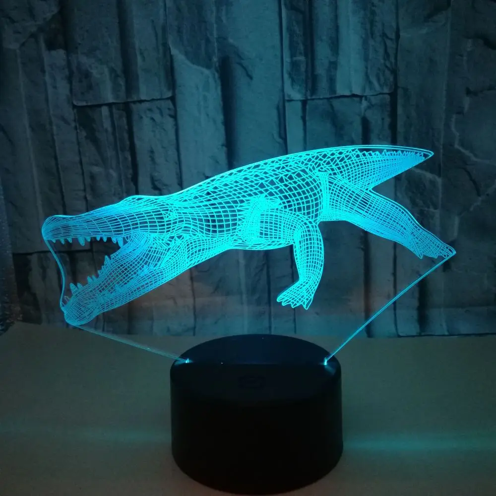 Новый крокодиловый 3d светильник красочный сенсорный пульт дистанционного