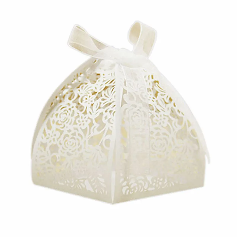 Lace Flower white 50 шт. Свадебные украшения с цветами лазерной резки Dragee конфеты детский душ День Рождения украшения дети взрослые вечерние Diy Декор - Цвет: Lace Flower white