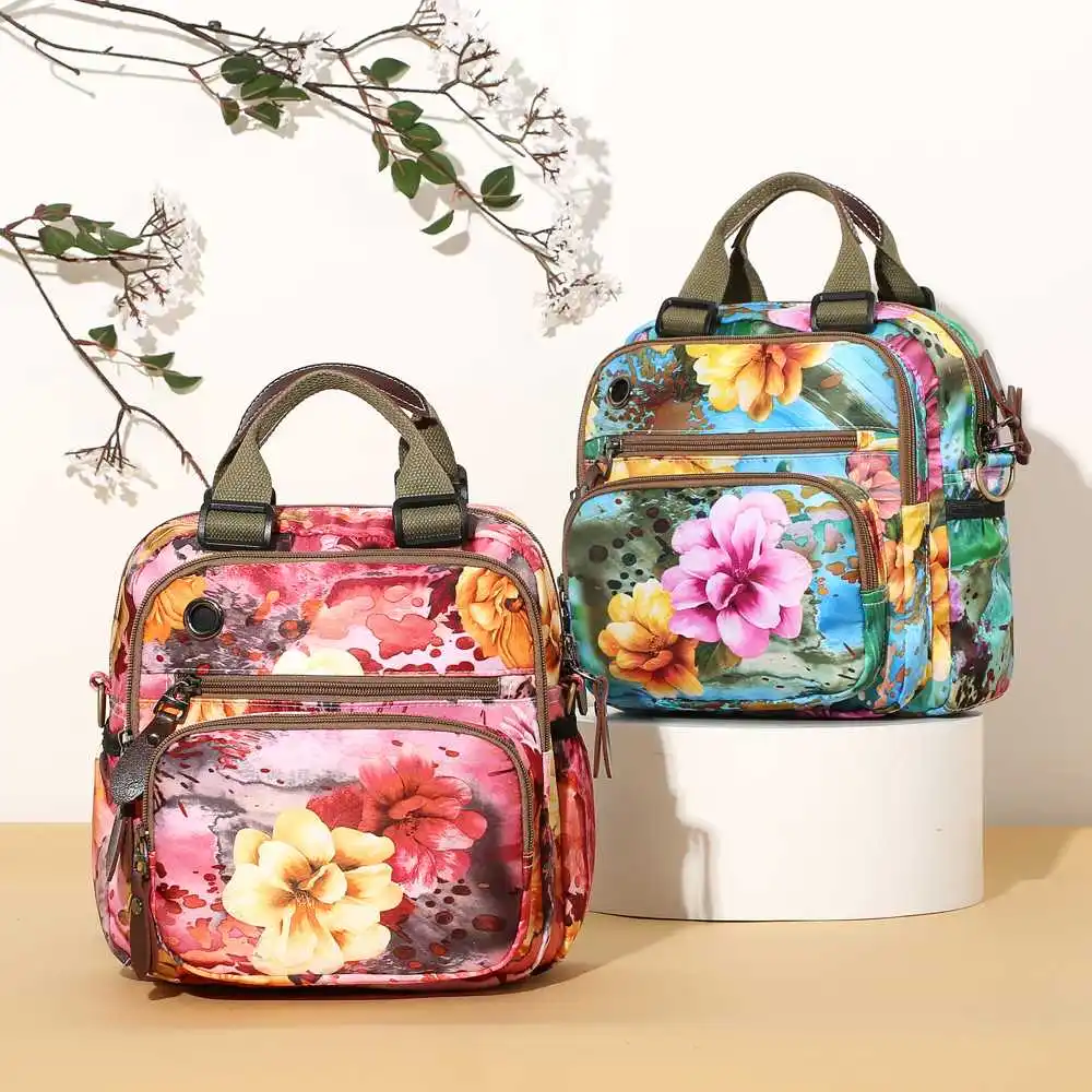 AEQUEEN, женская сумка Mochila, Национальный стиль, для улицы, цветочный узор, сумка через плечо, большая емкость, рюкзак для мамы, для женщин