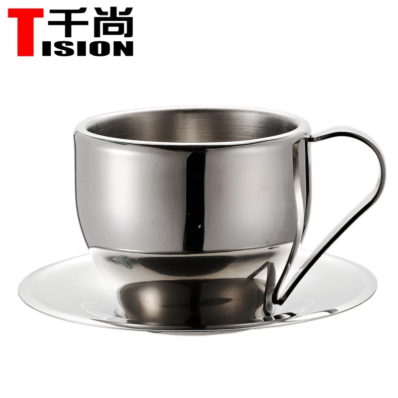 TISION 250 мл двухслойные кофейные чашки и кружки из нержавеющей стали чашка эспрессо