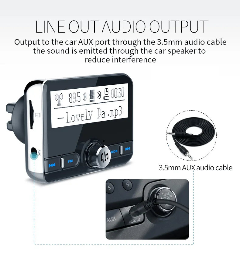 CDEN Автомобильный MP3-плеер FM передатчик, bluetooth-ресивер AUX Вход слот для карт памяти формат музыки без потери качества автомобильный прикуриватель USB Автомобильное Зарядное устройство
