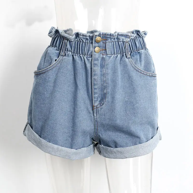 Модные женские винтажные джинсовые шорты с высокой талией летние популярные