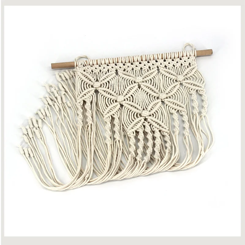 Bohemian Style Handmade Butterfly Pattern Knitted Wall Hanging for Living Room Bedroom Wooden Stick Cotton Thread Home Tapestry | Дом и сад