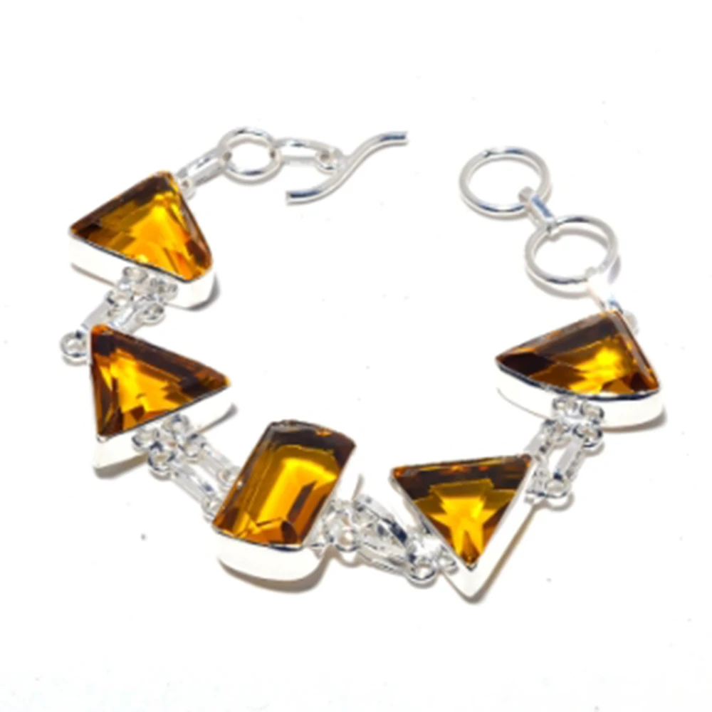 

Citrines Bracelet Silver Overlay over Copper, 20.6 cm , B3703