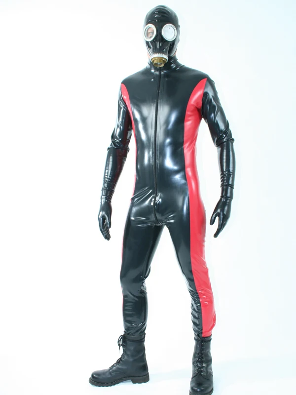 Тяжелые Латекса Плотно Боди мужская Латекс комбинезон Передняя Сжатые Костюм С