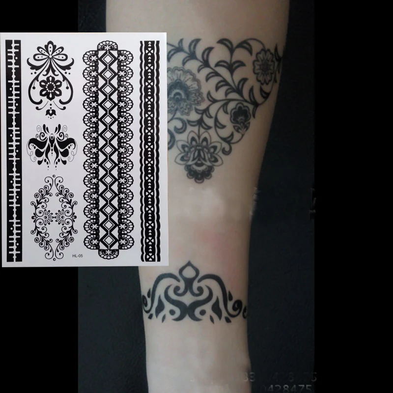 1 шт. Горячая Новинка черная хна тату поддельные кружева флэш арабские индийские