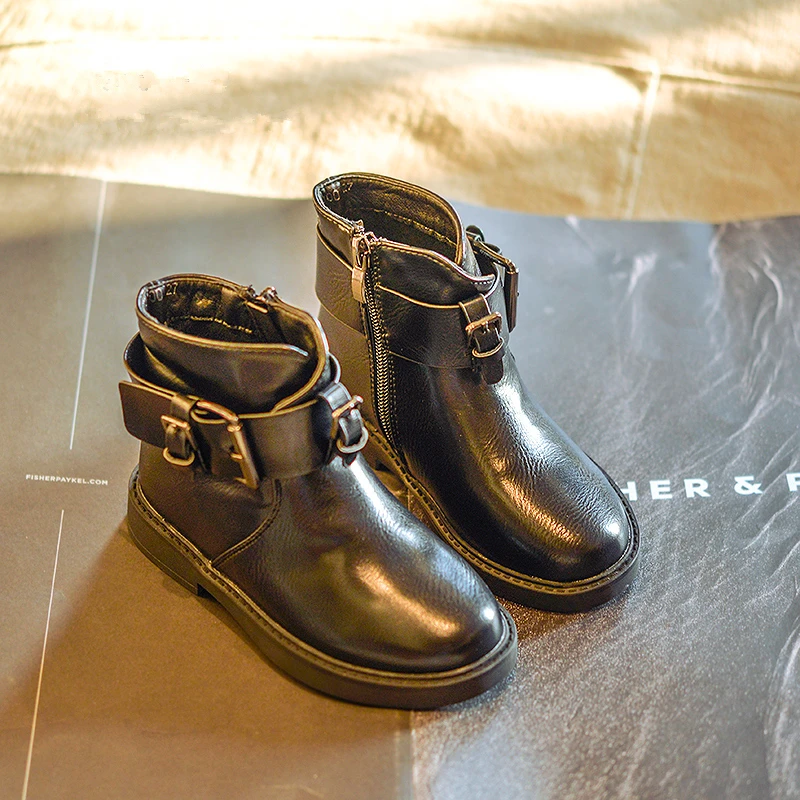 2018 г. Новые осенне зимние Ботинки martin для маленьких мальчиков кожаная обувь с