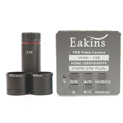 Серый Eakins 37MP HDMI USB видео цифровой промышленный микроскоп камера+ 0.5X адаптер для окуляра для стерео микроскопа ремонт телефона pcb - Цвет: Серый