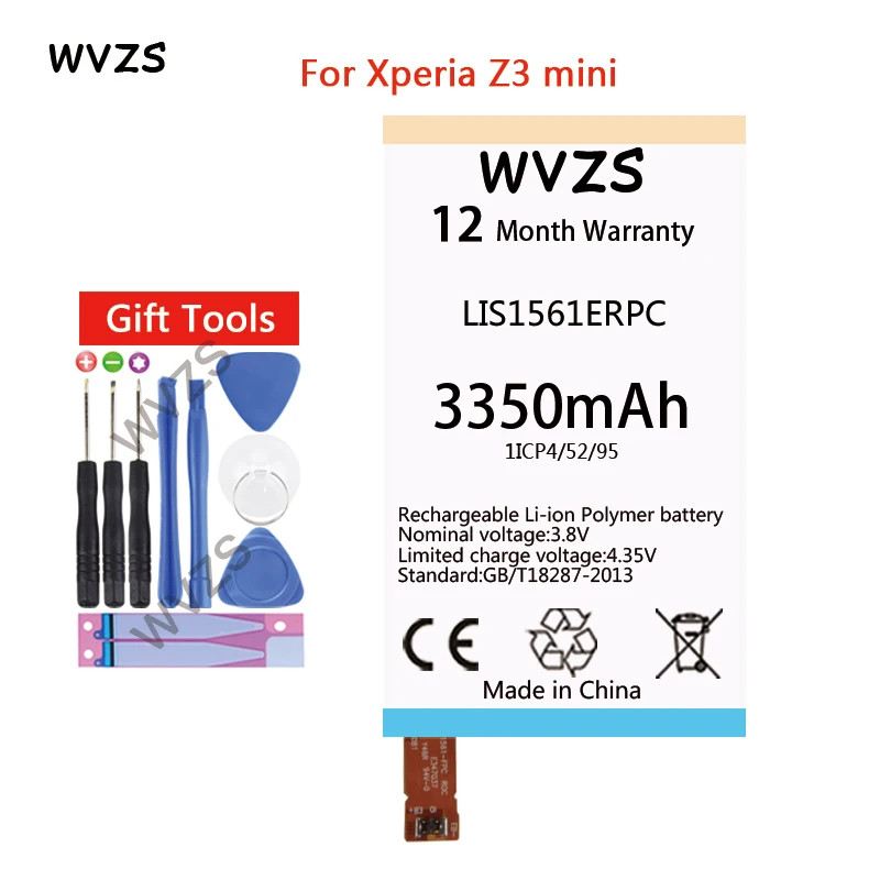 Wvzs 3350 мАч литий полимерный аккумулятор LIS1561ERPC для sony Xperia Z3 Compact Z3c mini D5803 D5833 C4 E5303 E5333