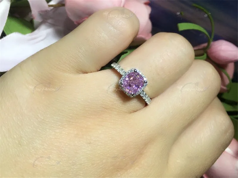 Камень кольцо 925 пробы Серебряная Подушка cut 3ct AAAAA Циркон cz обручальное кольца для