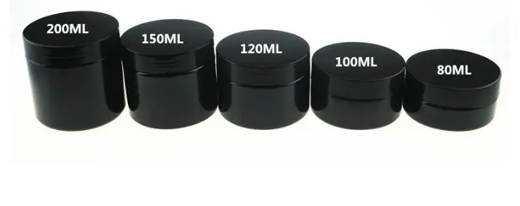 

20pcs 50ml-250ml Black Plastic Cream Bottle Refillable Cosmetic Body Lotion Jar Empty Handmade Mask Powder Packaging Containers