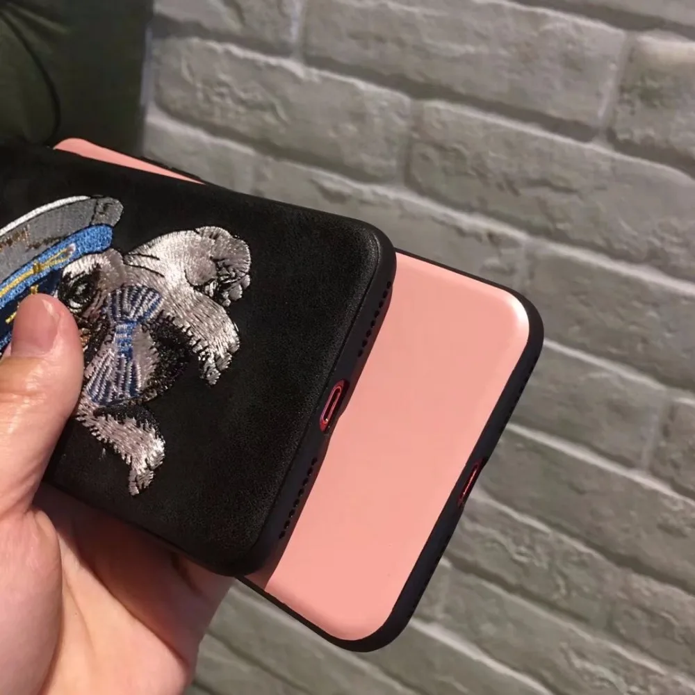 QuShar Cute Shar Pei Dog 3D чехол с вышивкой для iphone 6 6s 7 8 plus ударопрочный X 10 тонкий защитный