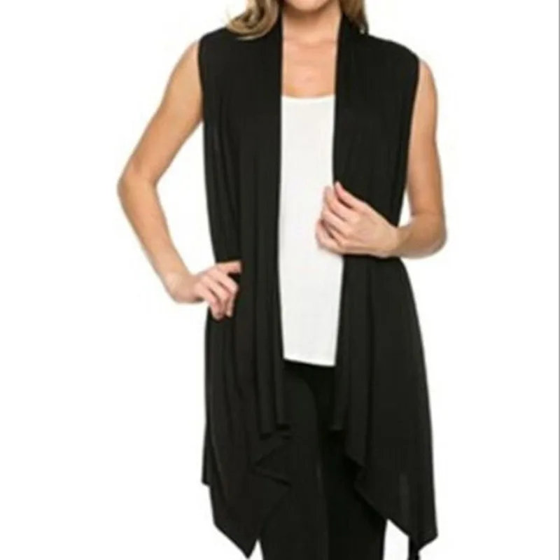 Женский длинный вязаный жакет однотонный Свободный кардиган с круглым вырезом